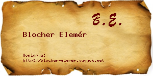 Blocher Elemér névjegykártya